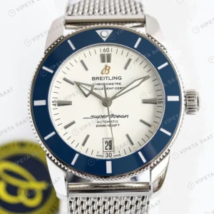 Breitling Superocean Heritage Beyaz Kadran Mavi Bezel Celik Kordon Super Clone Eta Eta Saat yan görünüm
