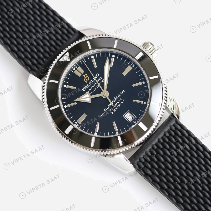 Breitling Superocean Heritage Siyah Kadran Siyah Bezel Siyah Kaucuk Kordon Super Clone Eta Eta Saat detay 3