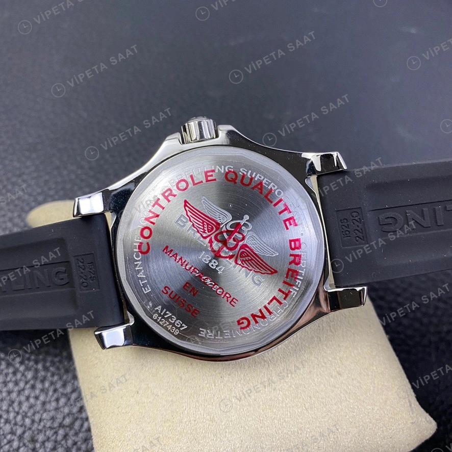 Breitling Superocean Sari Kadran Siyah Kaucuk Kordon Super Clone Eta Eta Saat detay 7