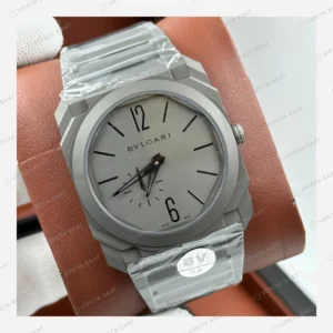 Bulgari Octo Finissimo Gümüş Kadran Çelik Parlak Super Clone ETA Eta Saat yan görünüm