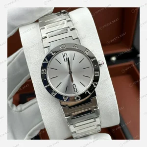 Bulgari Octo Roma Gümüş Kadran Çelik Parlak Super Clone ETA Eta Saat karşıdan görünüm