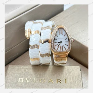 Bulgari Serpenti Beyaz Seramik Kadran Parlak Super Clone ETA Eta Saat yan görünüm