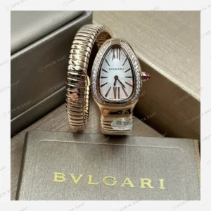 Bulgari Serpenti Çelik Beyaz Elmas Taşlı Super Clone ETA Eta Saat detay 3