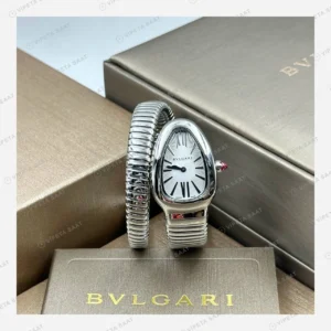 Bulgari Serpenti Çelik Beyaz Kadran Mini Super Clone ETA Eta Saat yan görünüm