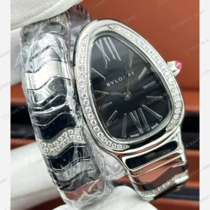 Bulgari Serpenti Çelik Siyah Kadran Uzun Super Clone ETA Eta Saat karşıdan görünüm