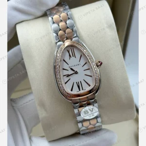 Bulgari Serpenti Rose Çift Renk Beyaz Kadran Super Clone ETA Eta Saat detay 5