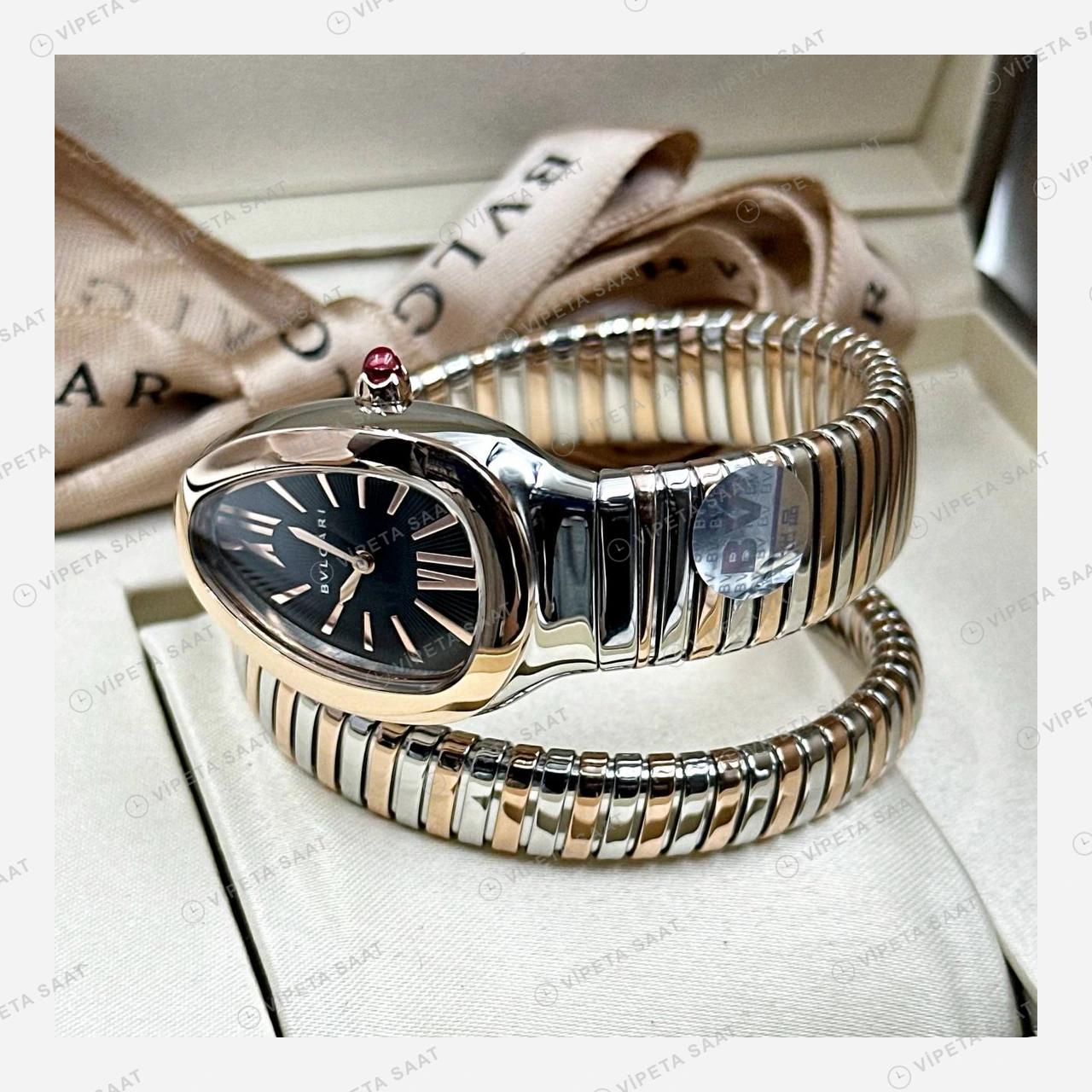 Bulgari Serpenti Rose Çift Renk Siyah Çift Tur Super Clone ETA Eta Saat detay 4