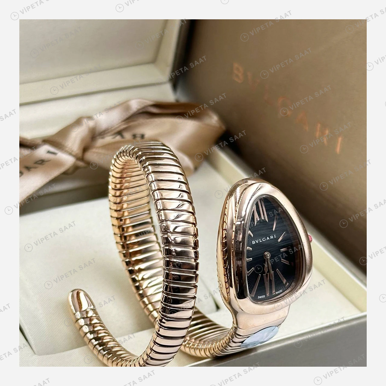 Bulgari Serpenti Rose Siyah Kadran Tek Tur Super Clone ETA Eta Saat detay 4