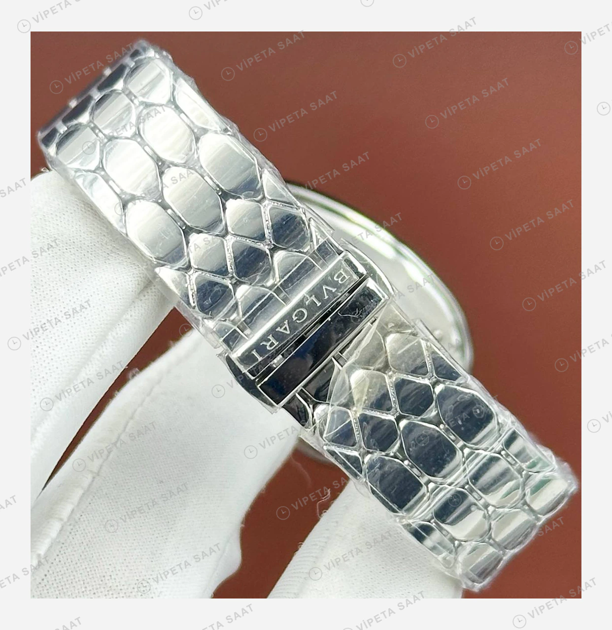 Bulgari Serpenti Siyah Kadran Çelik Bileklik Super Clone ETA Eta Saat detay 5