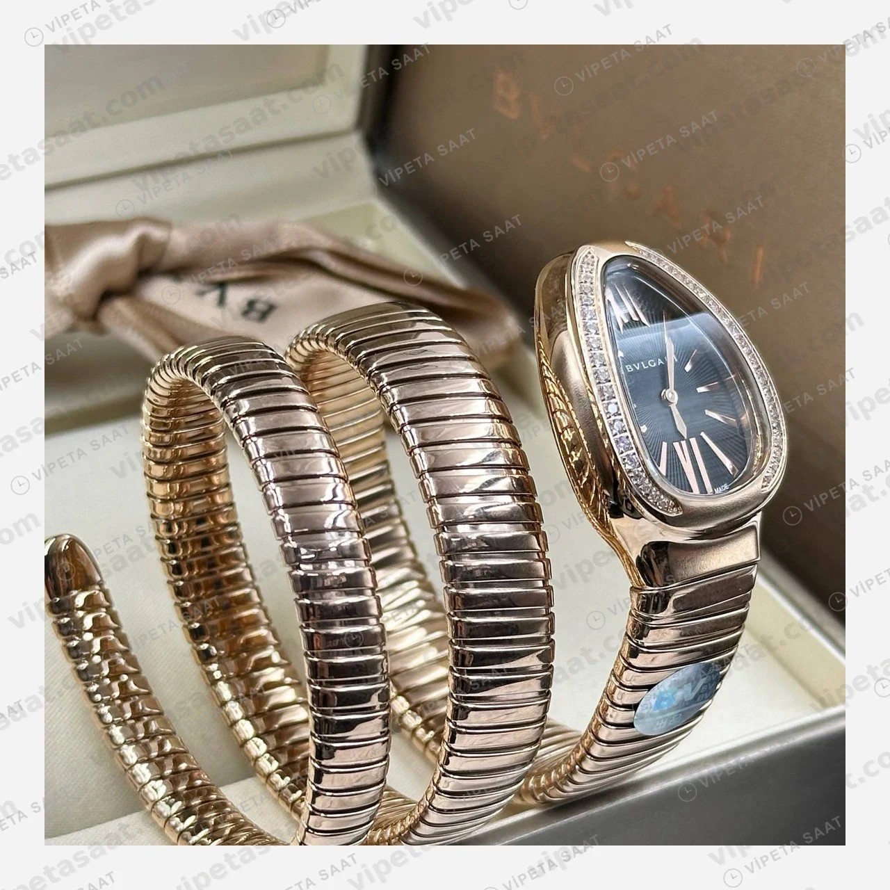 Bulgari Serpenti Tubogas Çift Renk Siyah Kadran Super Clone ETA Eta Saat detay 4