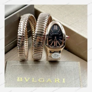 Bulgari Serpenti Tubogas Rose Siyah Kadran Çift Tur Super Clone ETA Eta Saat yan görünüm