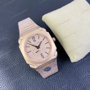 Bvlgari GMT-Master II Octo Finissimo Rose Kasa Sampanya Kadran Celik Kordon Gümüş Kadran Super Clone Eta Eta Saat detay 3