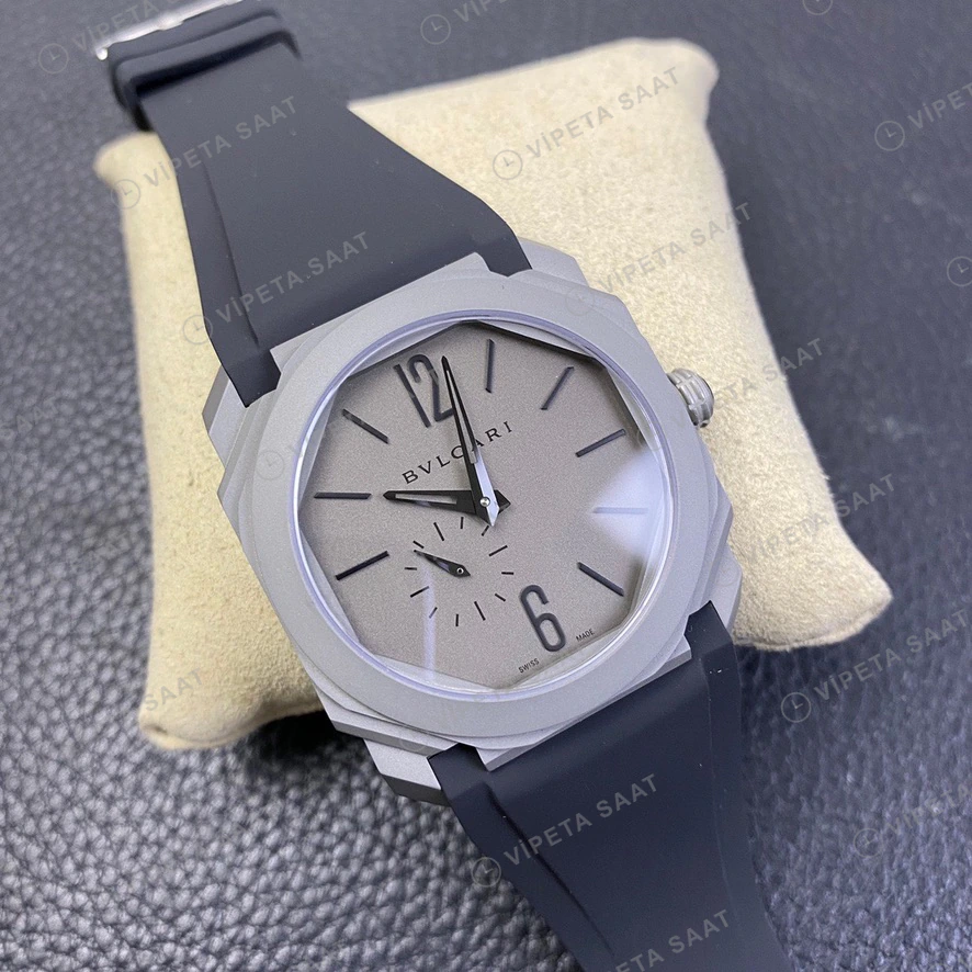Bvlgari Octo Finissimo Gumus Kadran Kaucuk Kordon Super Clone Eta Eta Saat detay 5