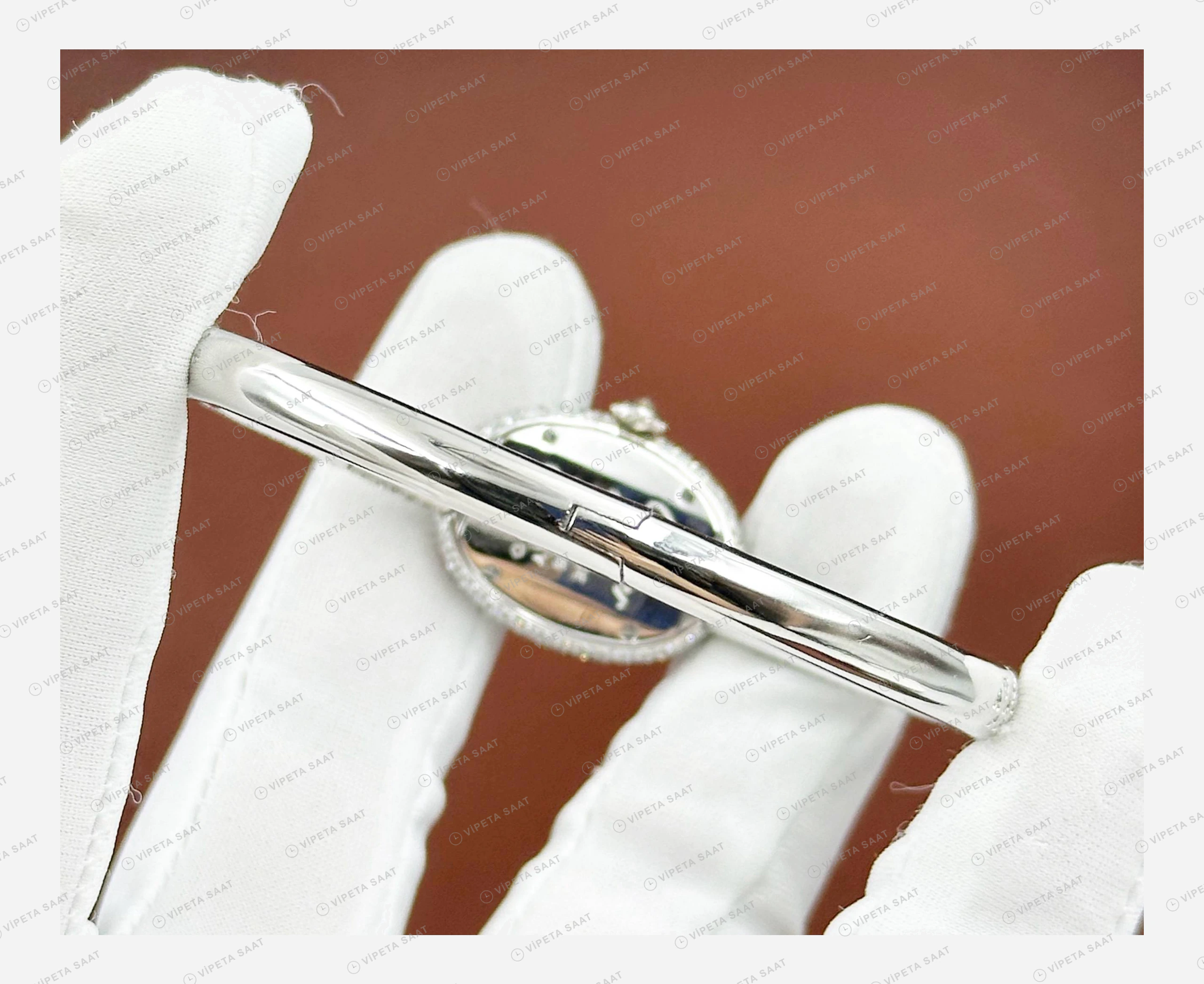 Cartier Baignoire Elmas Taşlı Oval Çelik Super Clone ETA Eta Saat detay 6