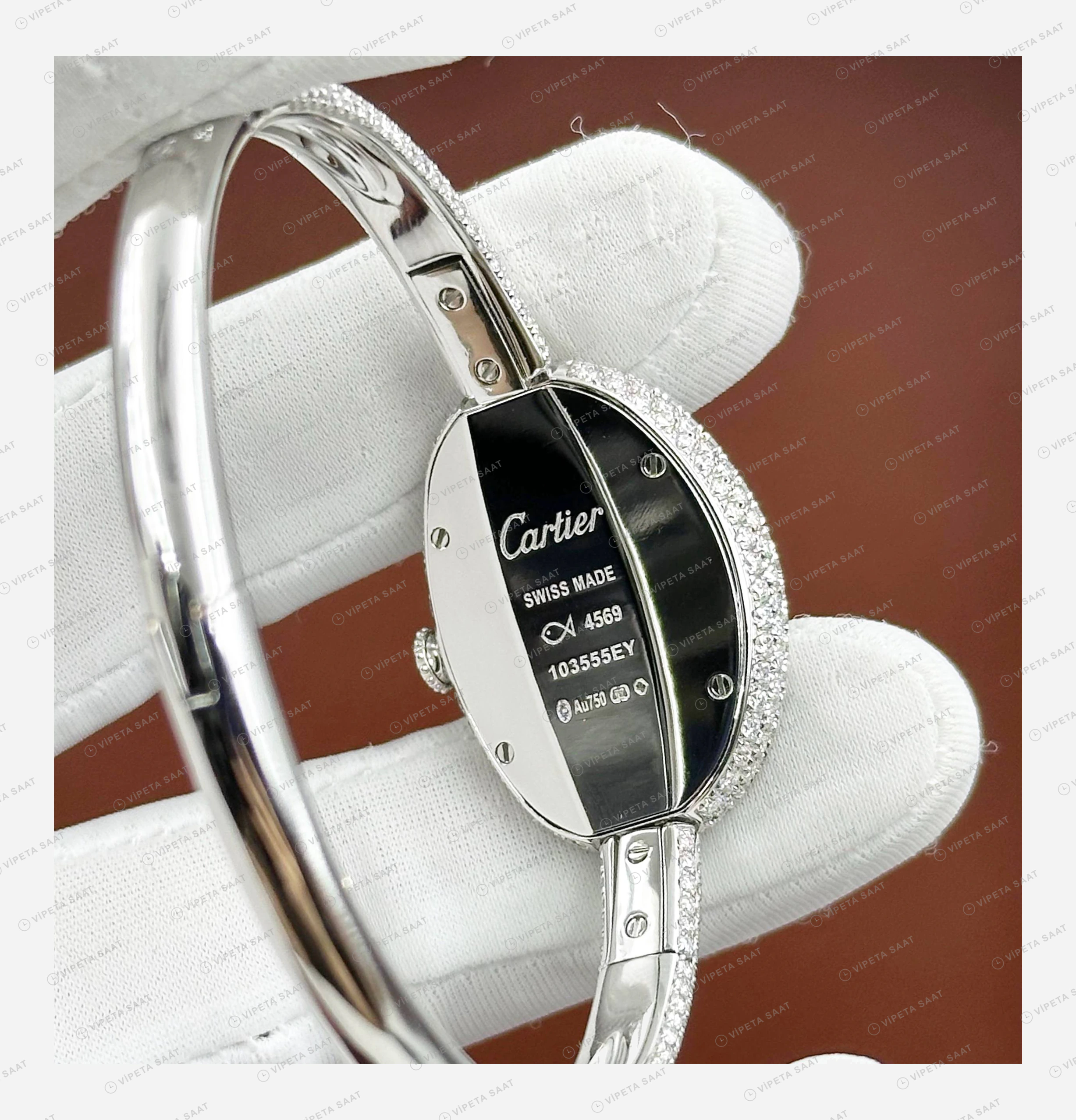 Cartier Baignoire Elmas Taşlı Roman Oval Super Clone ETA Eta Saat detay 8
