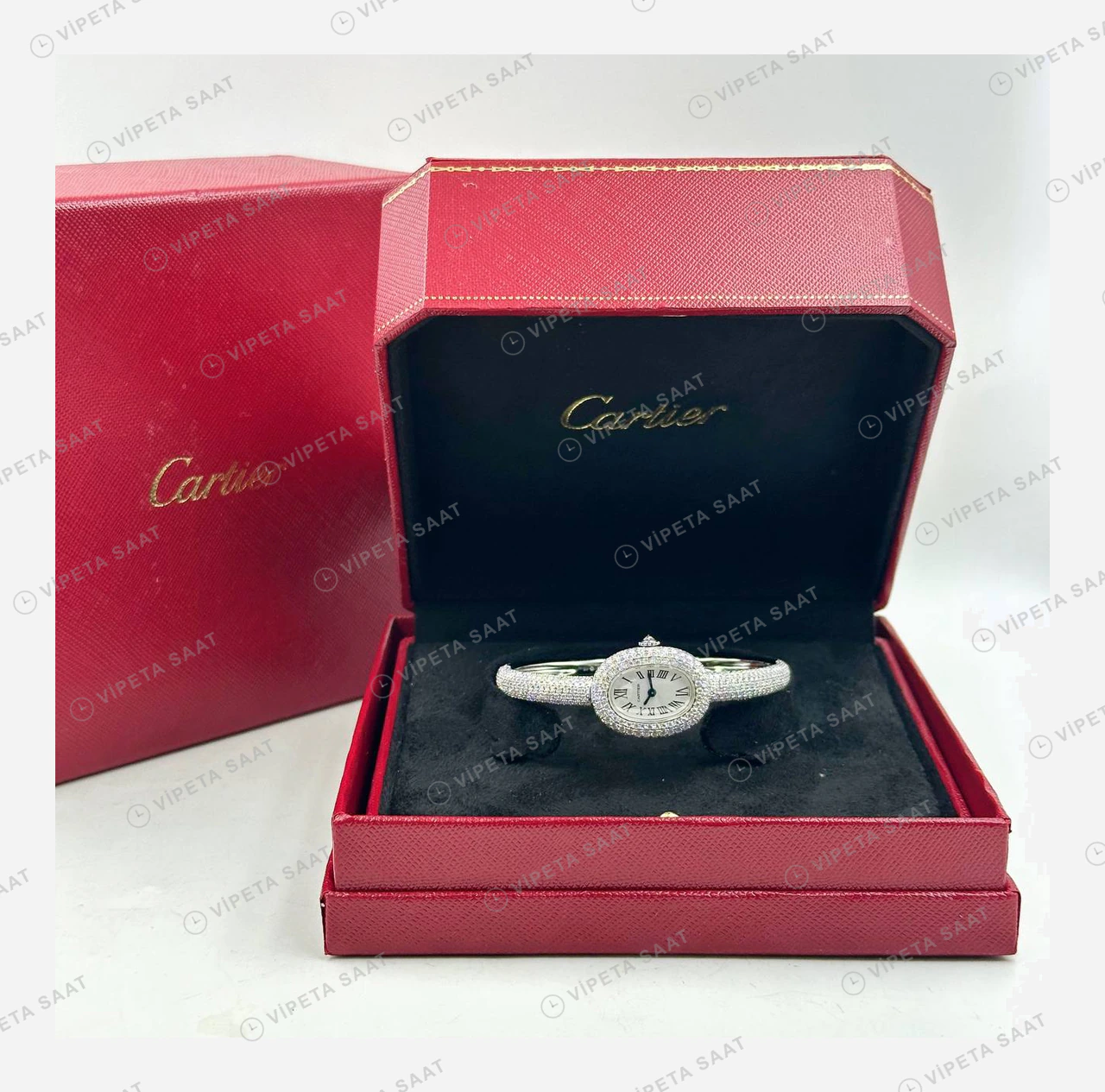 Cartier Baignoire Oval Kutu Display Super Clone ETA Eta Saat detay 3