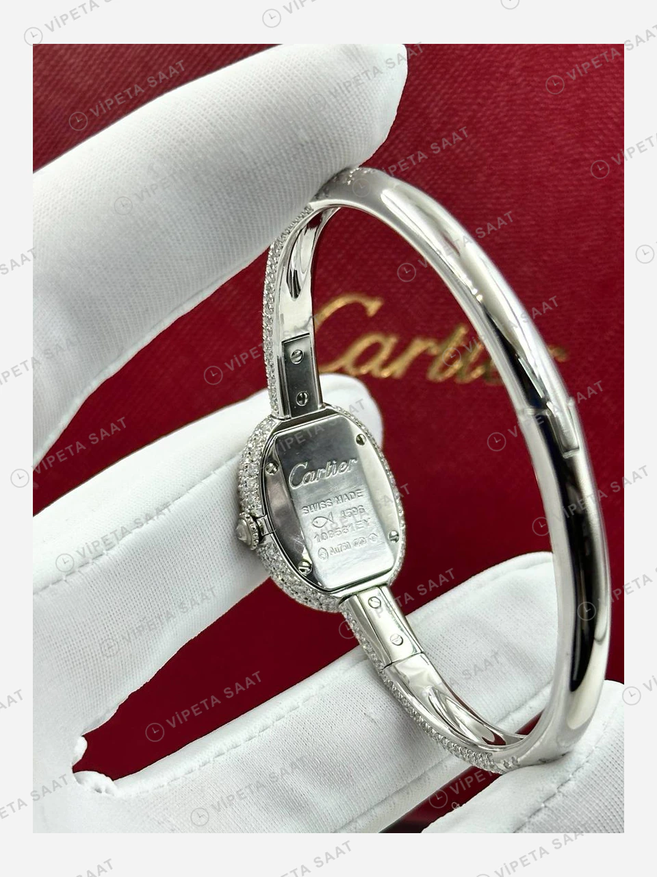 Cartier Baignoire Oval Kutu Display Super Clone ETA Eta Saat detay 7