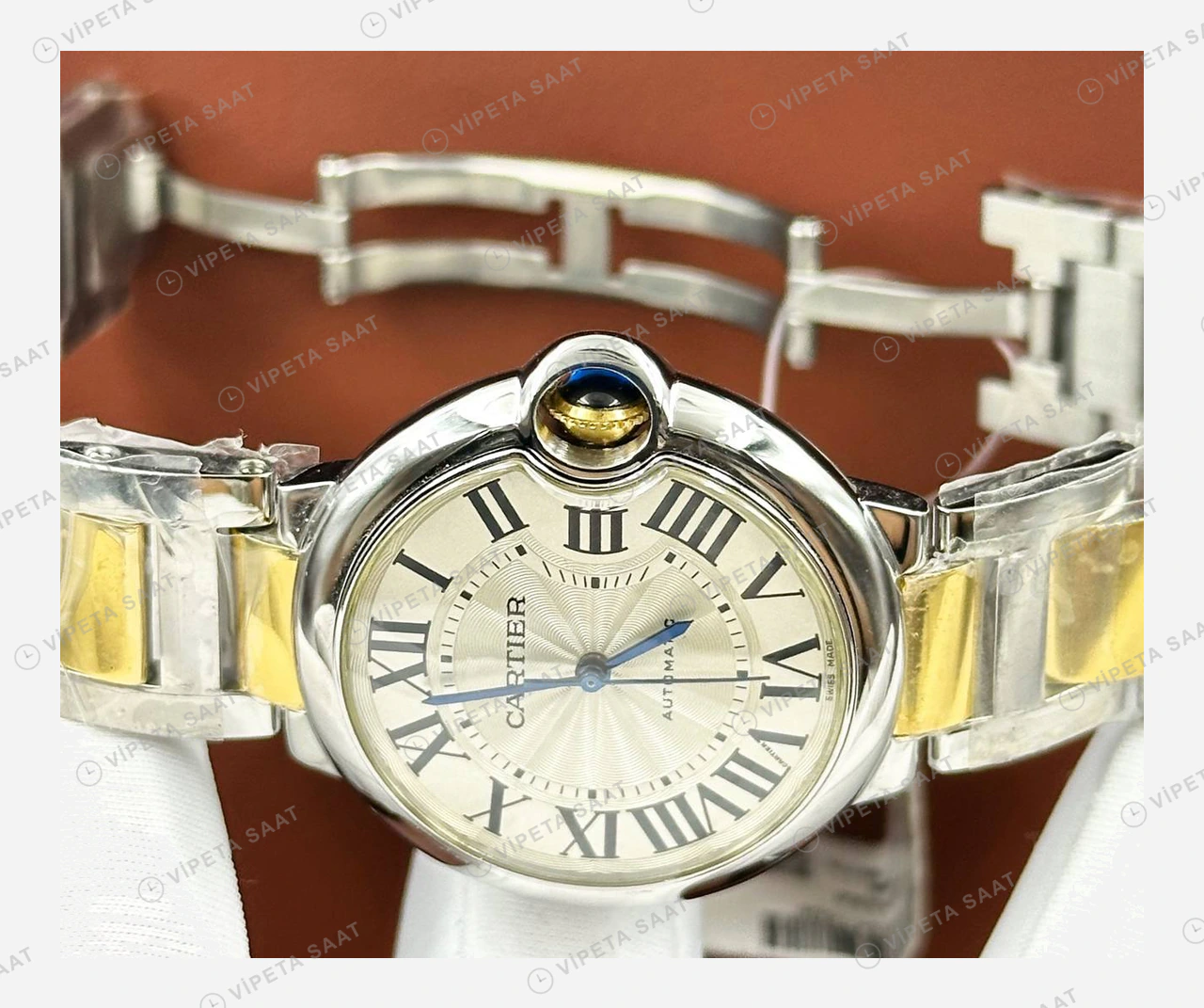 Cartier Ballon Bleu Beyaz Çift Renk Büyük Super Clone ETA Eta Saat detay 5