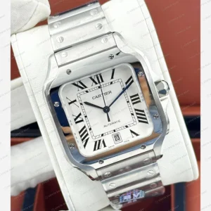 Cartier Ballon Bleu Beyaz Kadran Çelik Büyük Super Clone ETA Eta Saat detay 6