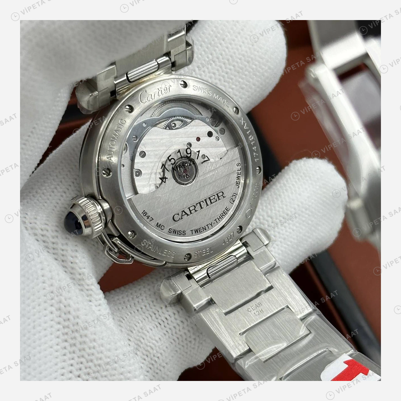 Cartier Ballon Bleu Beyaz Kadran Çelik Yan Super Clone ETA Eta Saat detay 3