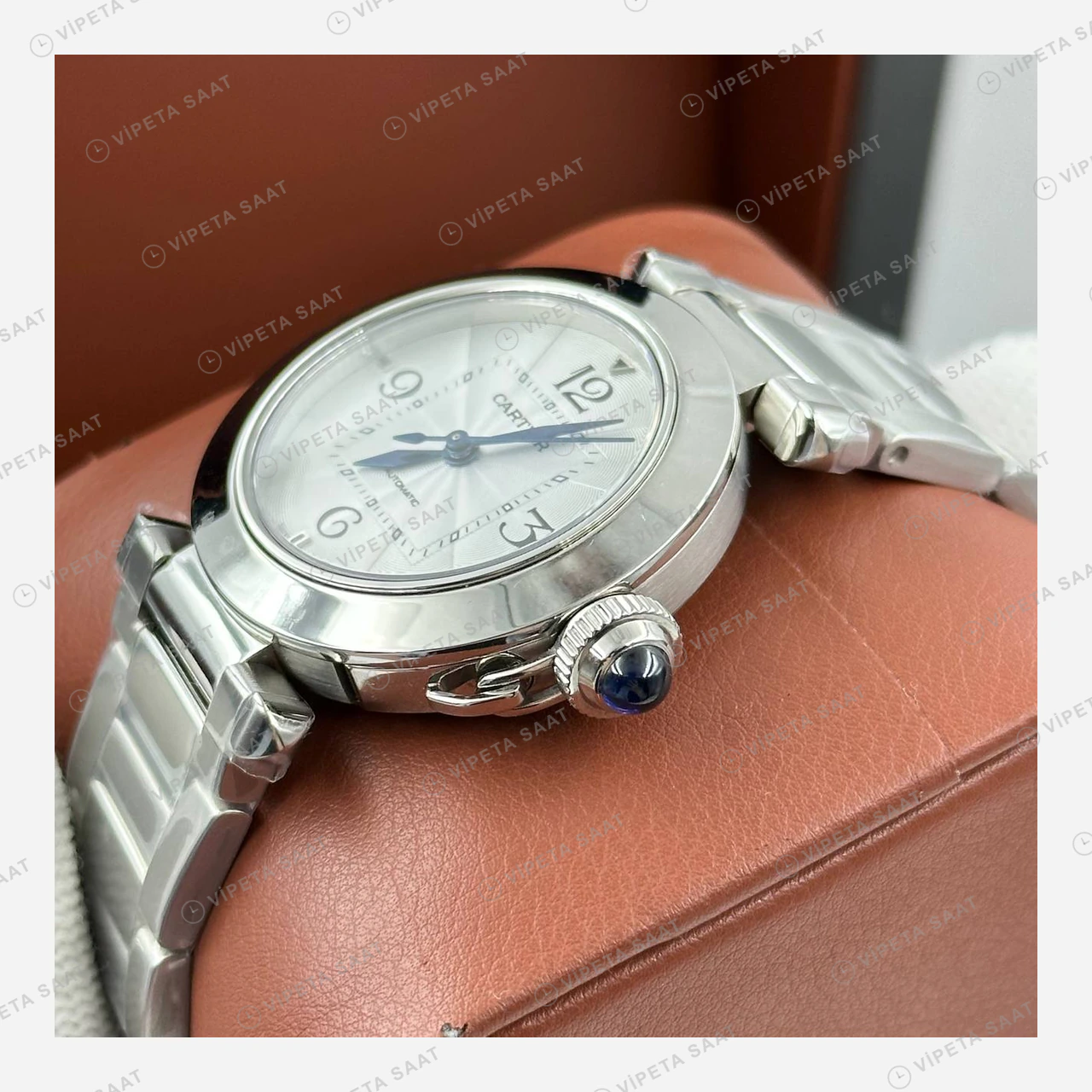 Cartier Ballon Bleu Beyaz Kadran Çelik Yan Super Clone ETA Eta Saat detay 5