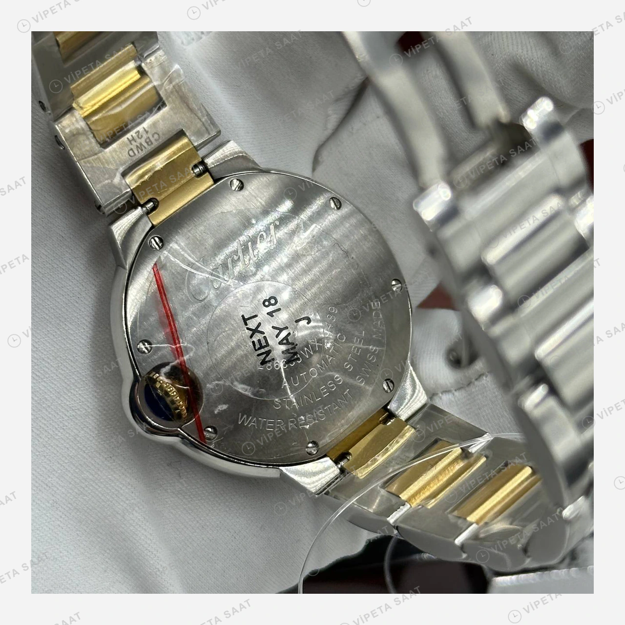Cartier Ballon Bleu Beyaz Kadran Çift Renk Çelik Super Clone ETA Eta Saat detay 3