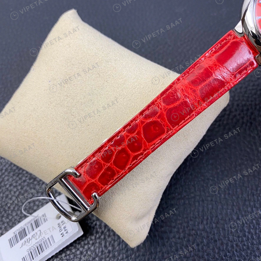 Cartier Ballon Bleu Celik Kasa Kirmizi Kadran Kirmizi Deri Kordon Super Clone Eta Eta Saat detay 7