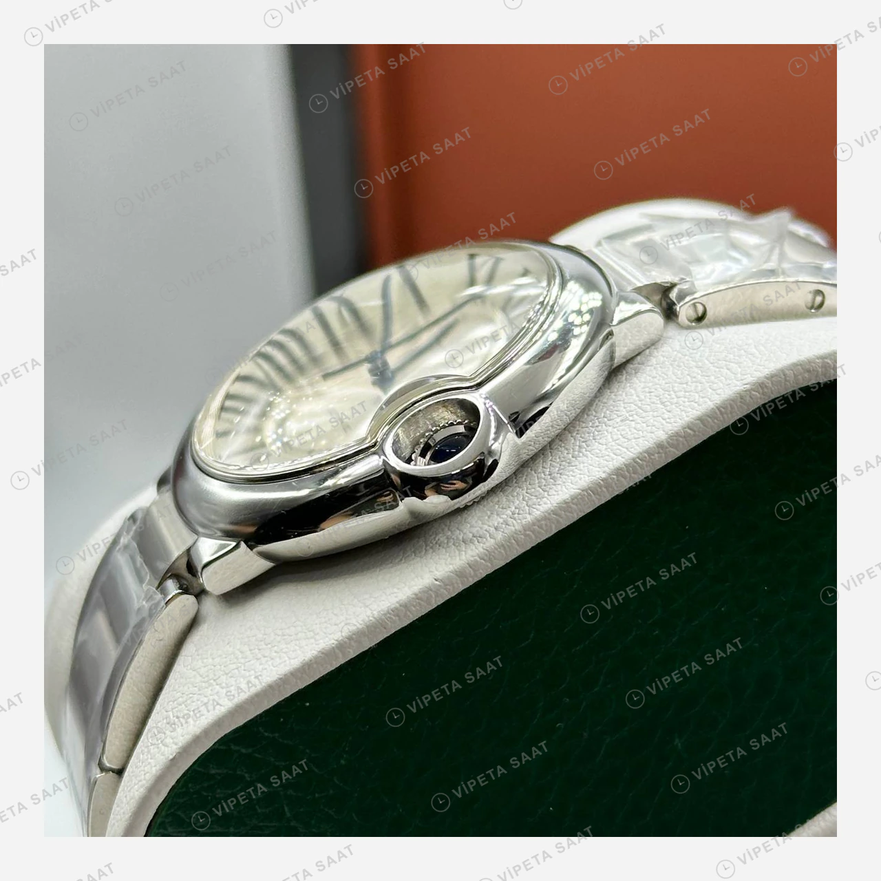 Cartier Ballon Bleu Gri Kadran Çelik Bileklik Super Clone ETA Eta Saat detay 6