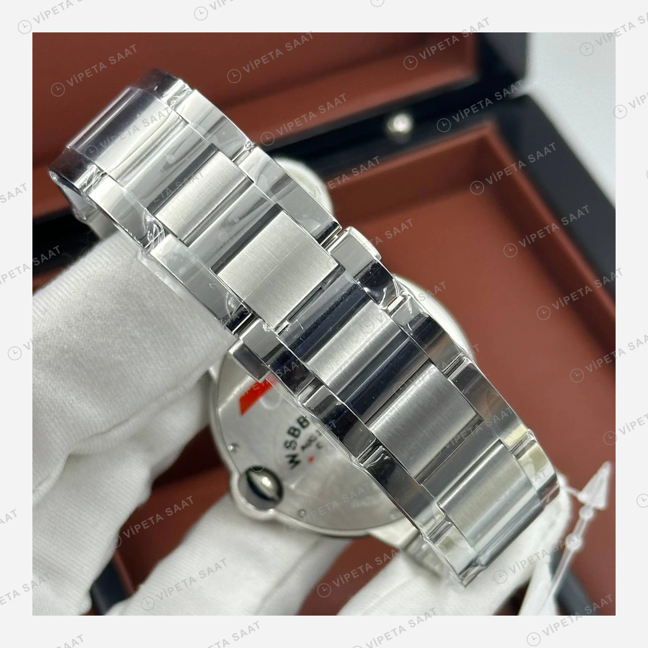 Cartier Ballon Bleu Mavi Kadran Çelik Super Clone ETA Eta Saat detay 5