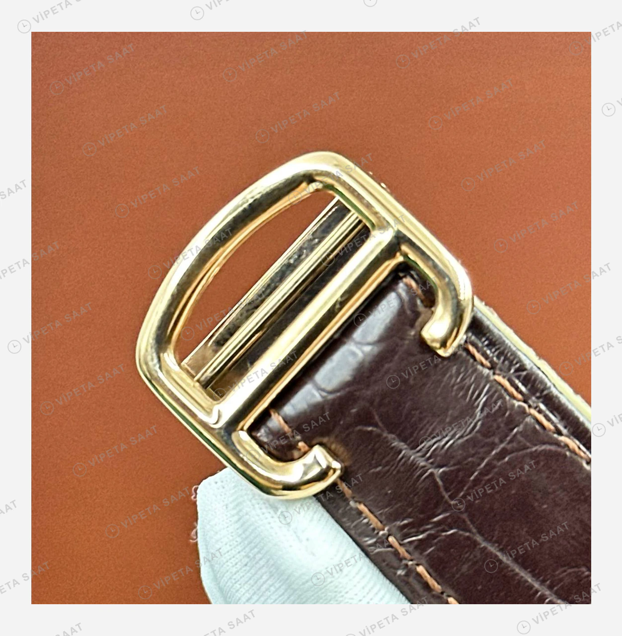 Cartier Ballon Bleu Rose Gold Kahve Kadran Deri Roman Super Clone ETA Eta Saat detay 5