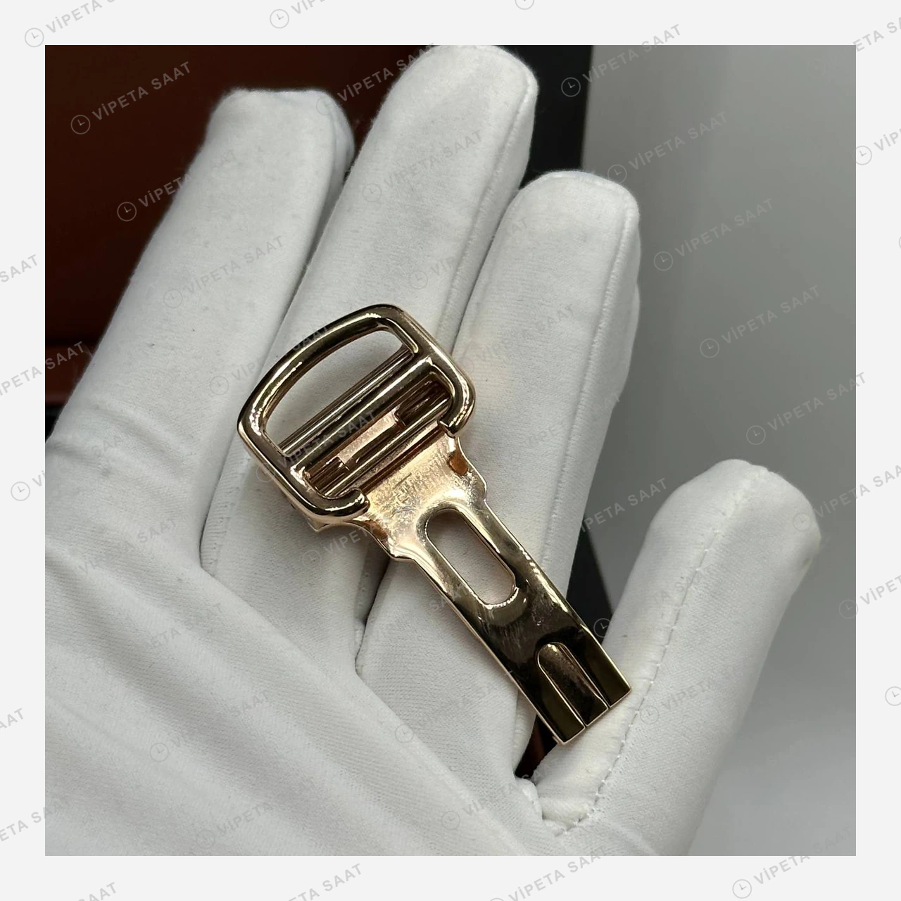 Cartier Ballon Bleu Rose Gold Mavi Kadran Deri Super Clone ETA Eta Saat detay 3