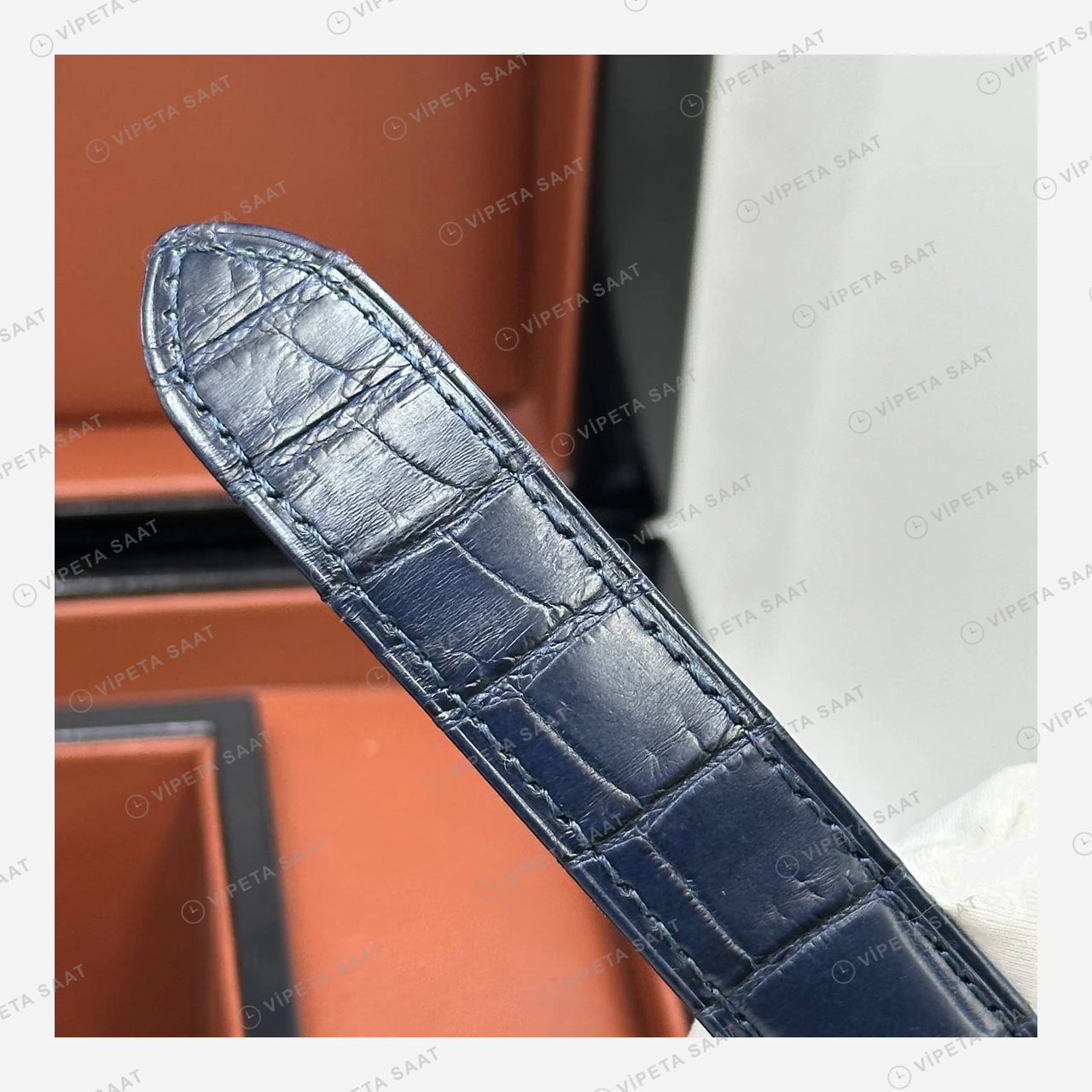 Cartier Ballon Bleu Rose Gold Mavi Kadran Deri Super Clone ETA Eta Saat detay 7