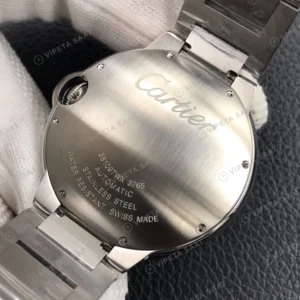 Cartier Daytona Ballon Bleu Gümüş Kadran Celik Kasa Celik Kordon Super Clone Eta Eta Saat karşıdan görünüm