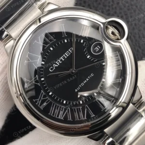 Cartier Daytona Ballon Bleu Gümüş Kadran Celik Kasa Celik Kordon Super Clone Eta Eta Saat yan görünüm