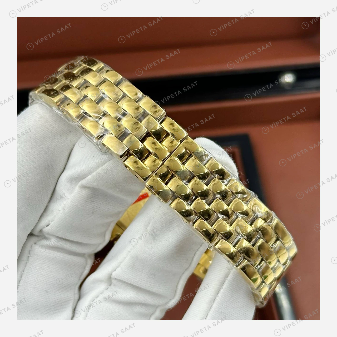 Cartier Panthere Altın Beyaz Kadran Büyük Super Clone ETA Eta Saat detay 4