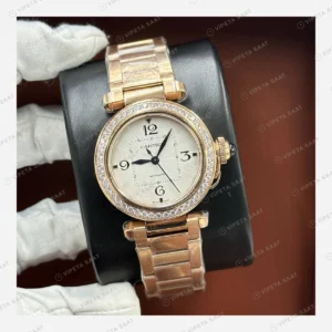 Cartier Pasha Rose Gold Beyaz Elmas Taşlı Super Clone ETA Eta Saat detay 6