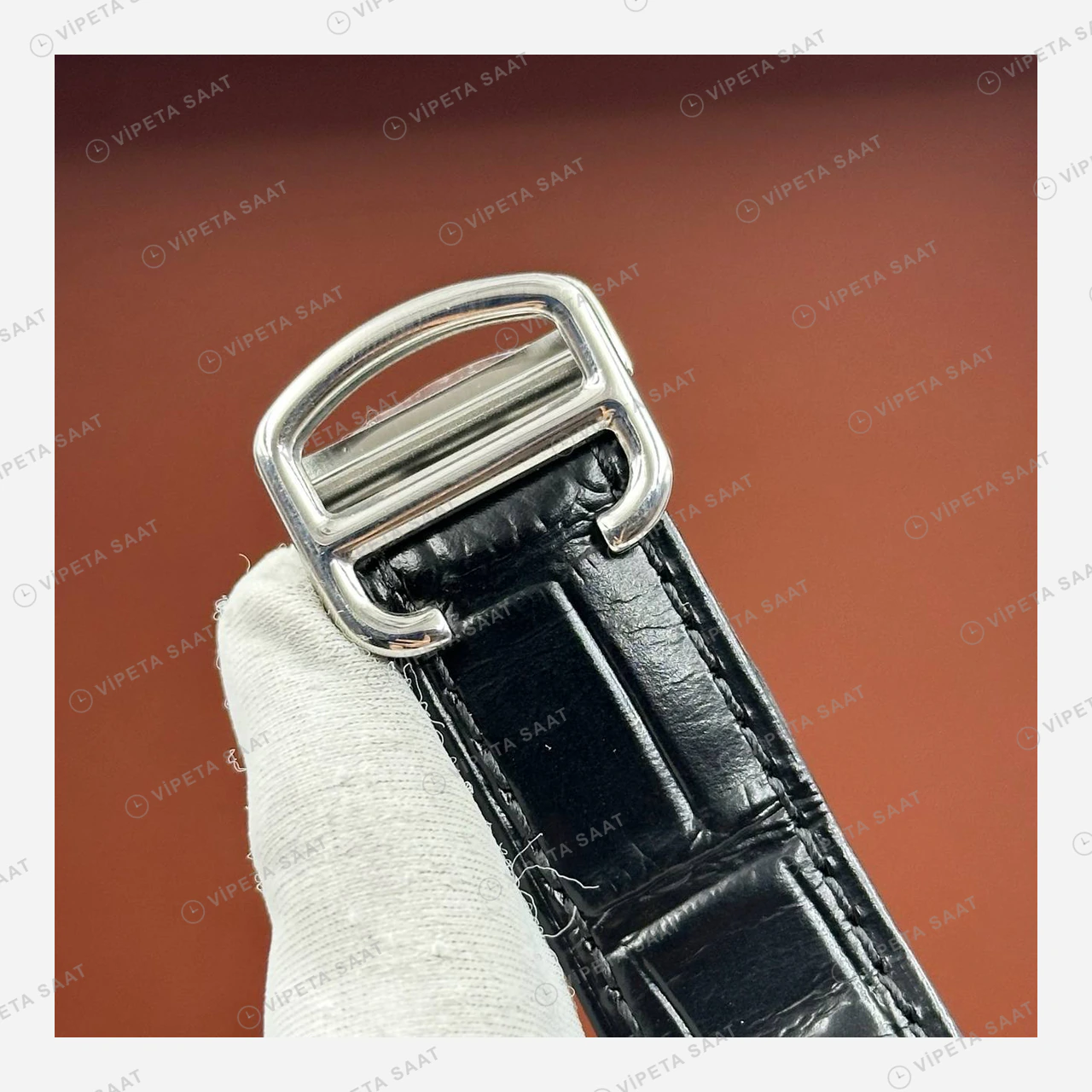 Cartier Ronde Mavi Guilloche Tourbillon Deri Super Clone ETA Eta Saat detay 4