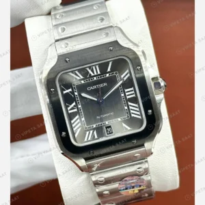 Cartier Santos Antrasit Kadran Çelik Super Clone ETA Eta Saat karşıdan görünüm