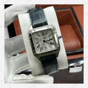 Cartier Santos Beyaz Kadran Deri Gündüz Super Clone ETA Eta Saat detay 6