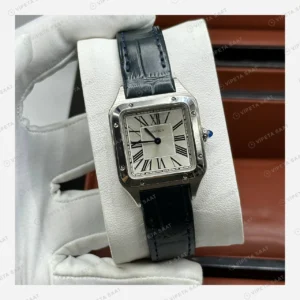 Cartier Santos Beyaz Kadran Deri Klasik Super Clone ETA Eta Saat detay 3