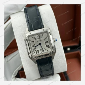 Cartier Santos Beyaz Kadran Roman Deri Super Clone ETA Eta Saat detay 6