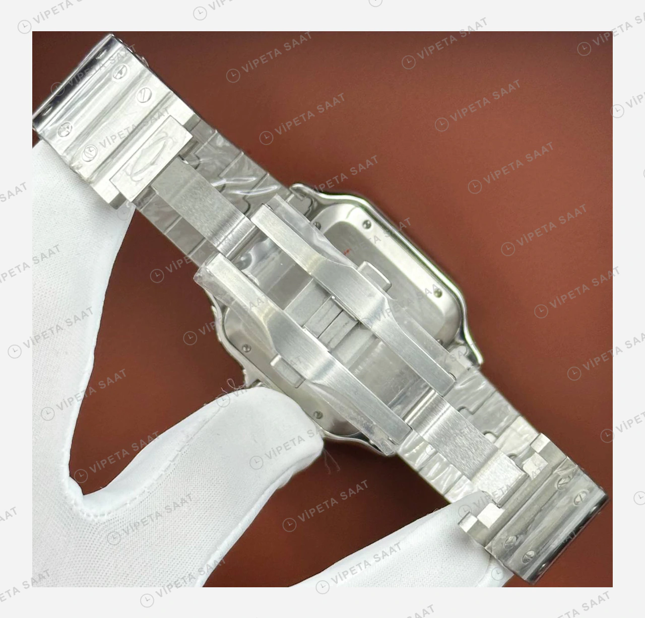 Cartier Santos Çelik Yan Bileklik Görsel Super Clone ETA Eta Saat detay 5