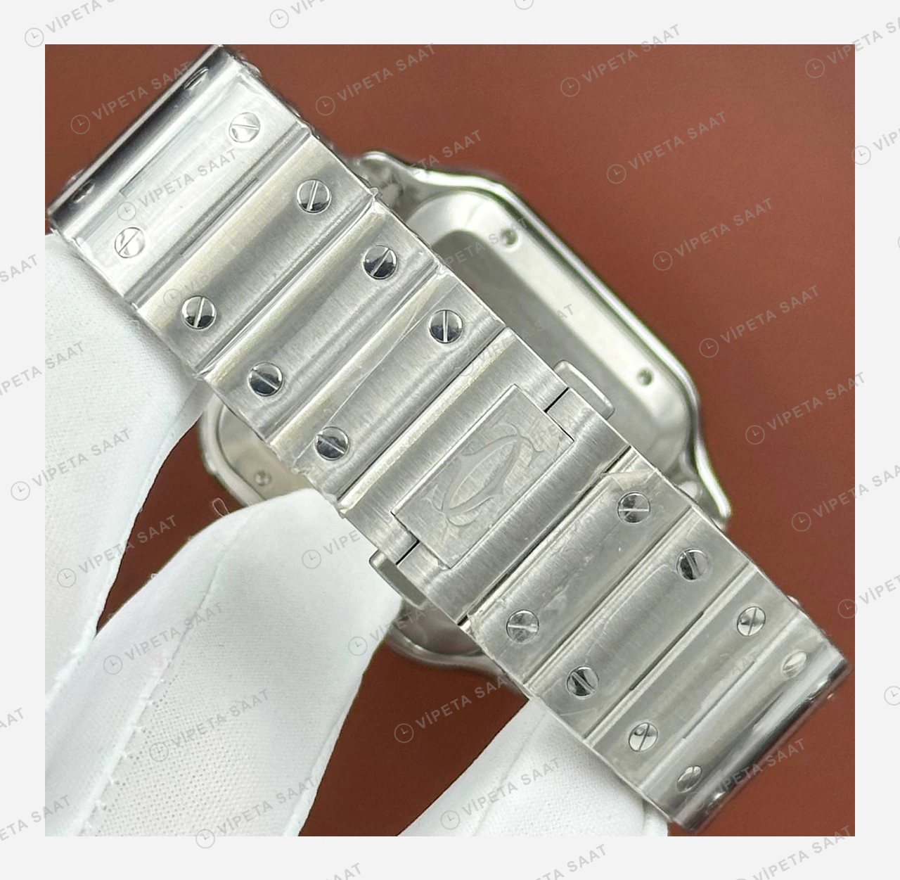 Cartier Santos Çelik Yan Bileklik Görsel Super Clone ETA Eta Saat detay 7