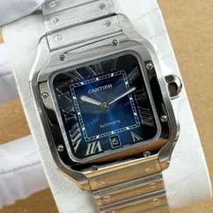 Cartier Santos De Cartier 35 mm WSSA0063 Çelik Mavi Kadran Bayan Super Clone ETA Saat karşıdan görünüm