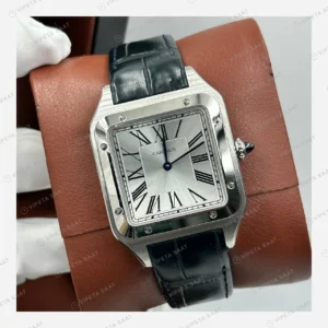 Cartier Santos Dumont Beyaz Kadran Deri Klasik Super Clone ETA Eta Saat detay 3