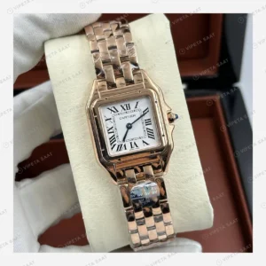 Cartier Santos Rose Gold Beyaz Çift Renk Parlak Super Clone ETA Eta Saat detay 6