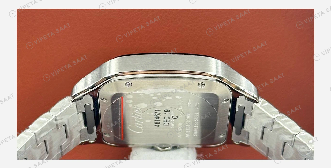 Cartier Santos Siyah Kadran Çelik Super Clone ETA Eta Saat detay 6