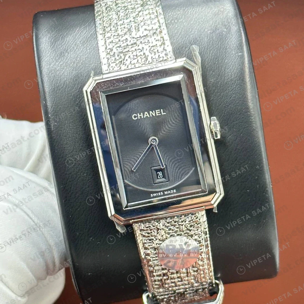Chanel Boy-Friend Siyah Kadran Tweed Kordon Super Clone ETA Saat detay 6