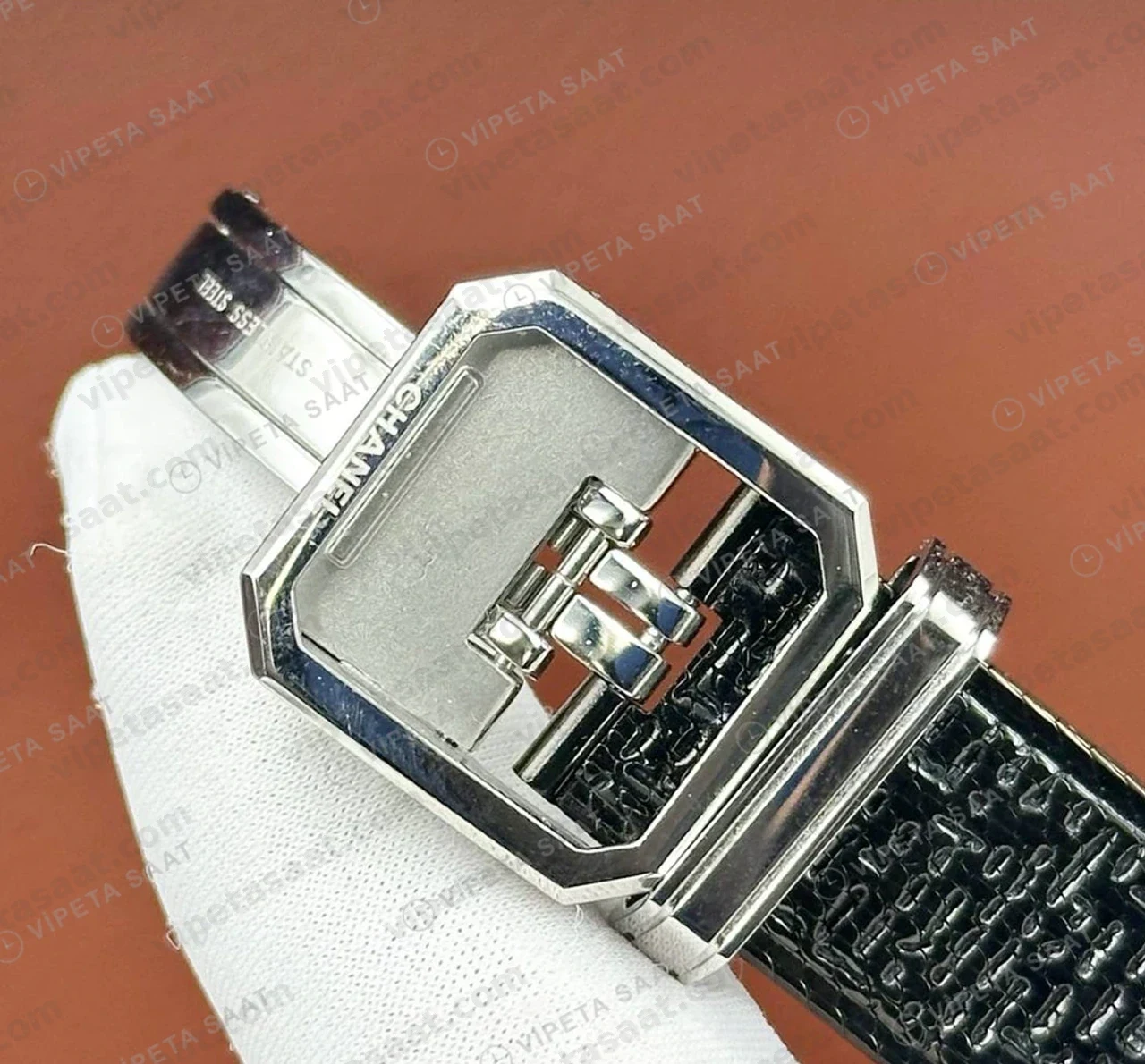 Chanel Boy-Friend Siyah Kadran Tweed Mini Super Clone ETA Saat detay 5
