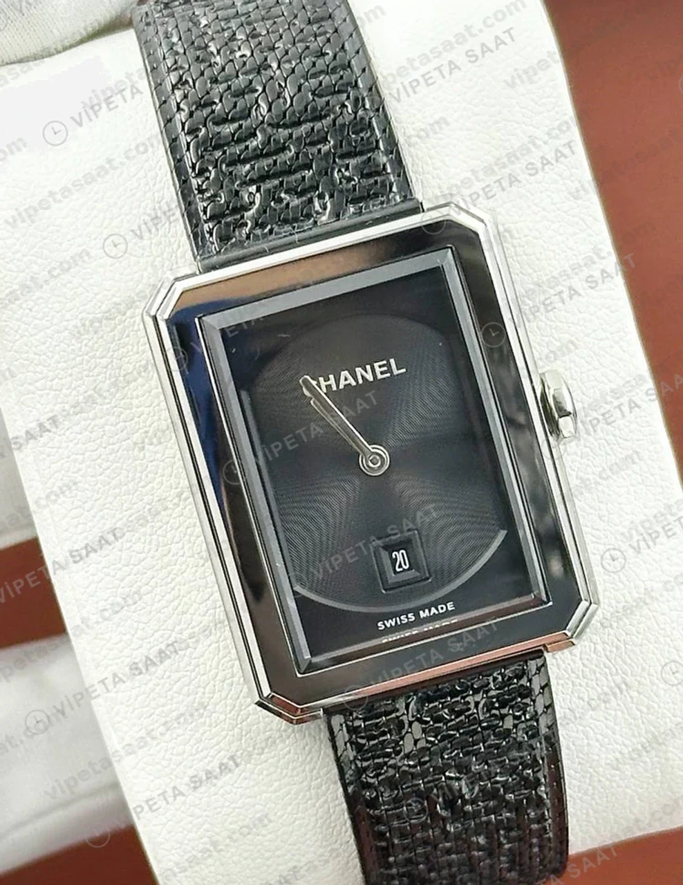 Chanel Boy-Friend Siyah Kadran Tweed Mini Super Clone ETA Saat detay 6